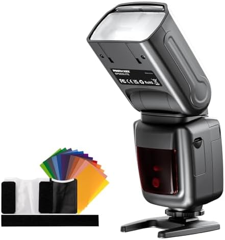 PHOTOOLEX Camera Flash Speedlite for Canon Nikon Sony Panasonic Olympus Fujifilm Pentax Sigma Minolta Leica and Other SLR Digital Cameras and Digital Cameras with Single Contact Hot Shoe