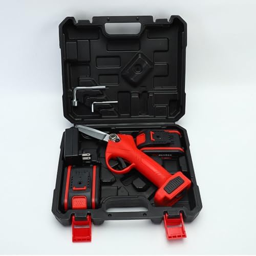 Electric Kitchen Shears with 2X 21V Batteries, Cordless Poultry Scissors for Chicken Fish Meat, Multi-Function Bone Cutter with Safety Lock, Red