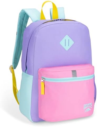 Roots Kids Lightweight Backpack — Made from 100% Recycled Fabrics with Rain Flap, Bottle Pocket, Reflective Accent, and Back Padding — 22.5 litres, Pink & Purple