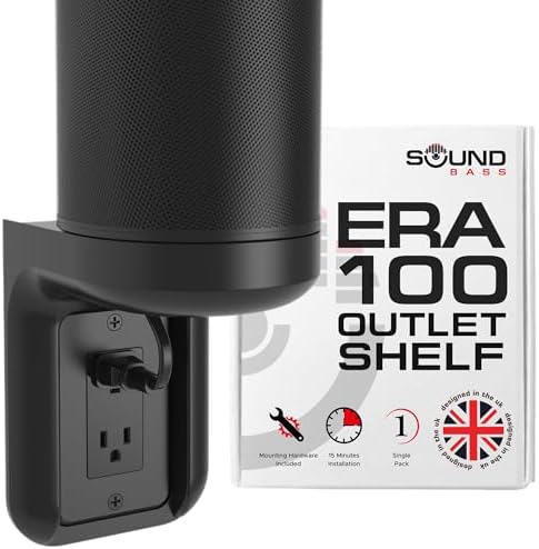 ERA100 Shelf Wall Outlet AC, White, Home, Compatible with Sonos ERA 100, Plug Mount Organizer, Bathroom, Kitchen, Bedrooms, Cord Management, Easy Installation, Mounting Kit Included