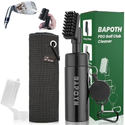 BAPOTH Golf Club Cleaner, Non-Leaking Stretchable Golf Brush with Golf Towel (60 * 40cm), Strong Bristles Brush Can Hold 5 oz Water, Essentials Golf Accessories Gifts for Men Women
