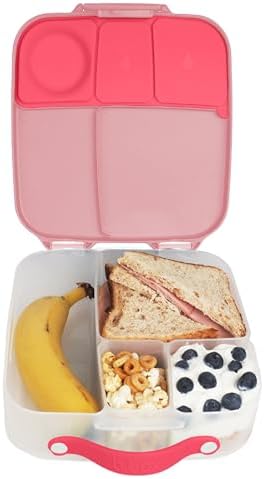 b.box 5-Compartment bento Style Lunch Box for Kids, Toddlers, Childrens, BPA-Free Food Storage Container with Cooler Pack, ON-The-GO Food Box with Handles Included Custom Divider, Lemon Twist