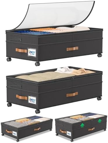 Under Bed Storage Bins | Foldable Clothes Organizer | Shoe Storage Container | Bedroom Furniture Storage | Rolling Under Bed Storage - PuriLite