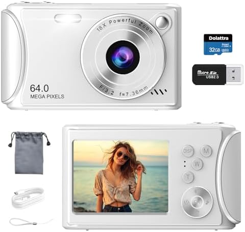 4K Digital Camera for Photography, 64MP Autofocus Vlogging Camera for YouTube, Anti-Shake, LED Screen, 18X Zoom, Point and Shoot Digital Camera for Teens Adult Beginner, 32GB High-Speed SD Card