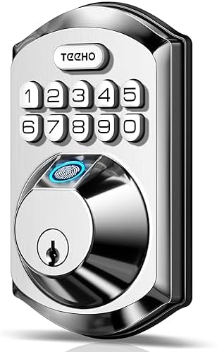 TEEHO TE002 Fingerprint Door Lock, Smart Keyless Entry Electronic Keypad Deadbolt for Front Door - Auto Lock - Easy Installation - Matte Black