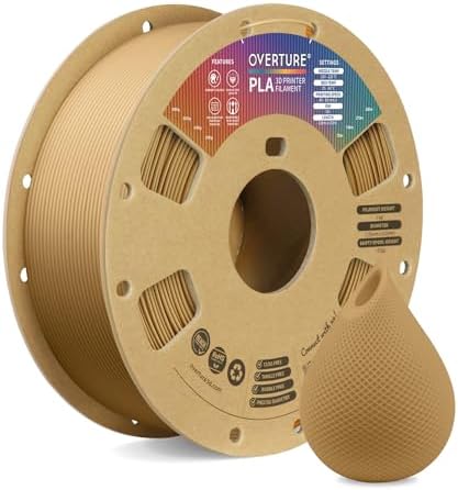 OVERTURE PLA Filament 1.75mm PLA 3D Printer Filament, 1kg Cardboard Spool (2.2lbs), Dimensional Accuracy +/- 0.02mm, Fit Most FDM Printer (Black 1-Pack)