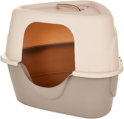 No-Mess Hooded Enclosed Cat Litter Box, Large, Multicolor, 24 in x 18 in x 17 in