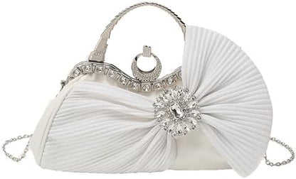 Buric Clutch Purses for Women Rhinestone Evening Handbag Bridal Wedding Prom Purse Formal Party Bow Tie Clutch for Women