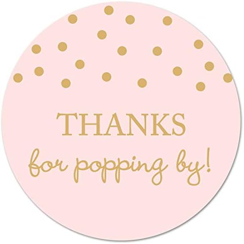 40 Thanks for Popping by! Popcorn Favor Stickers (Gold on White)