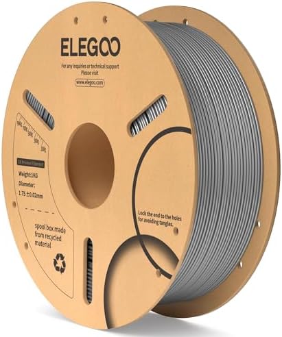 ELEGOO PLA Filament 1.75mm Black 1KG,3D Printer Filament Dimensional Accuracy +/- 0.02mm,1kg Cardboard Spool(2.2lbs) 3D Printing Filament Fits for Most FDM 3D Printers