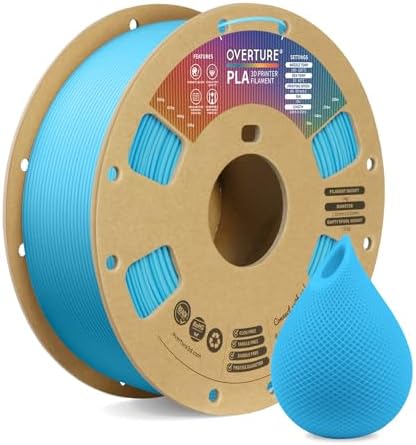 OVERTURE PLA Filament 1.75mm PLA 3D Printer Filament, 1kg Cardboard Spool (2.2lbs), Dimensional Accuracy +/- 0.02mm, Fit Most FDM Printer (Black 1-Pack)