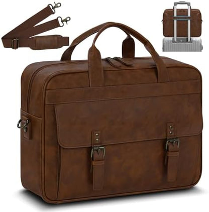 RAINSMORE Messenger Bag for Men 16 Inch Laptop Bag Vintage Leather Waterproof Laptop Briefcases Large Computer Satchel Bag - PuriLite