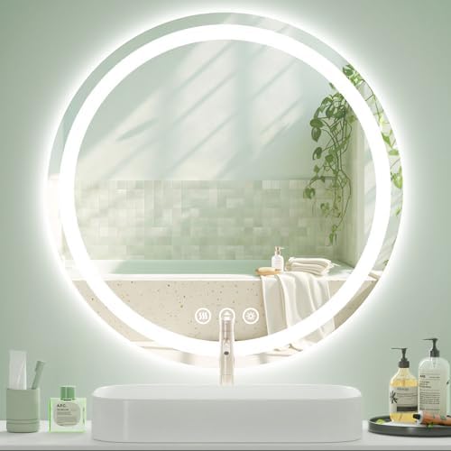 Lmsedf 24" x 32"Rectangle LED Bathroom Mirror with Lights, Backlit & Front Lighted, Wall-Mounted Vanity Mirror 3000K/4000K/6000K, Memory Functions, Anti-Fog, Dimmable Smart Mirror
