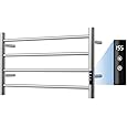 POPFLY Heated Towel Rack, Wall Mounted Electric Hot Towel Warmer, 4-Bar 304 Stainless Steel Small Heated Towel Warmer Rack for Bathroom with Timer and Temperature Control, Brushed