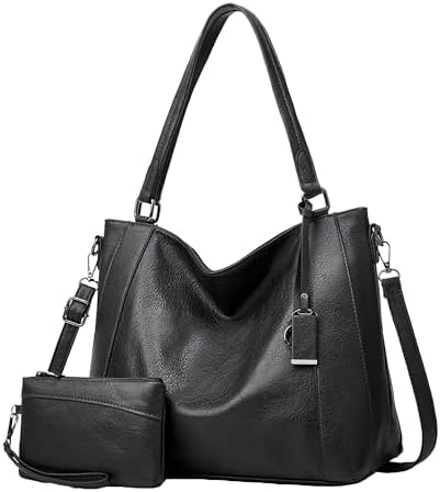 Hobo Bags for Women Handbags Purse Ladies Boho Shoulder Bag Crossbody Purses PU Leather Brown 2PCS