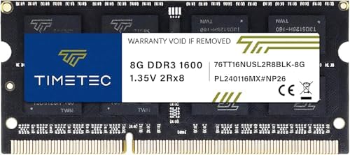 Timetec 16GB KIT(2x8GB) DDR3L / DDR3 1600MHz PC3L-12800 / PC3-12800 Non-ECC Unbuffered 1.35V / 1.5V CL11 2Rx8 Dual Rank 204 Pin SODIMM Laptop Notebook PC Computer Memory RAM Module Upgrade