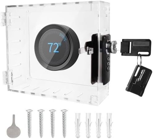 ClarityCraze Universal Thermostat Lock Box, Clear Guard, AC Control, Fits Thermostats Up to 6.88" H x 4.25" W or Smaller