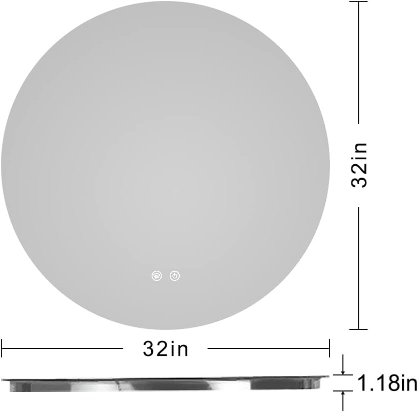 TETOTE 28 Inch Round LED Bathroom Vanity Mirror, Anti-Fog Dimmable Lights IP54 Waterproof Circle Makeup Wall Mounted Mirror