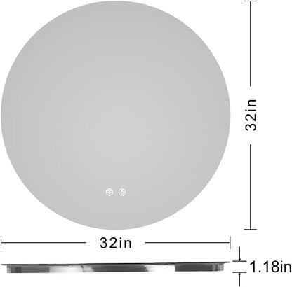 TETOTE 28 Inch Round LED Bathroom Vanity Mirror, Anti-Fog Dimmable Lights IP54 Waterproof Circle Makeup Wall Mounted Mirror