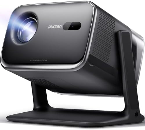 Aurzen Boom mini Google TV 4K Supported Smart Projector with WiFi and Bluetooth, Outdoor & Home Movie Projector with 20W Speakers DoIby Audio, Real-Time Focus & Keystone, 500 ANSI Lumens, Black