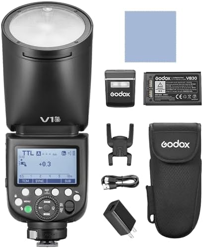Godox V1S Professional Camera Flash Speedlite TTL Speedlight Round Head Wireless 2.4G Fresnel Zoom Compatible with Sony a7RII a7R a58 a99 ILCE6000L a7RIII a7R3 a9 a77II a77 a350 Camera for Photography