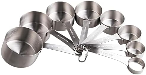 Smithcraft Measuring Cup Set of 8 Stainless Steel Measuring Cups18/8(304) Steel Material Heavy Duty 8 Measuring Cups and 1 Ring Set of 9