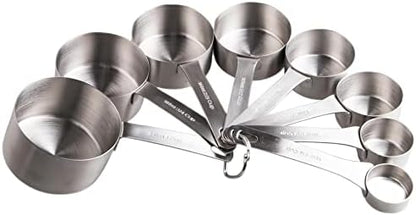 Smithcraft Measuring Cup Set of 8 Stainless Steel Measuring Cups18/8(304) Steel Material Heavy Duty 8 Measuring Cups and 1 Ring Set of 9