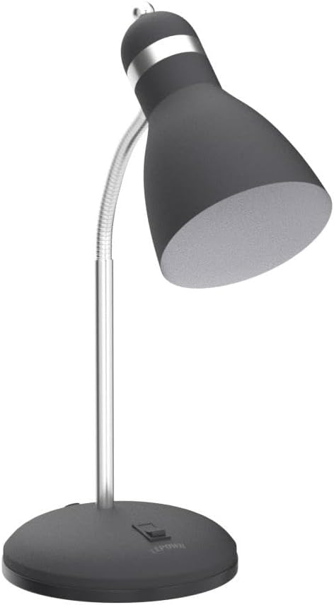 LEPOWER Metal Desk Lamp, Eye-Caring Table Lamp with Adjustable Goose Neck | Bedside Reading Light with Heat Dissipation Design for Bedroom, Home, Office, Dorm, Study, Back to School (Matte Black)