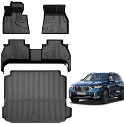 AOMSAZTO Floor Mats & Trunk Mat for 2024 2025 Chevy Equinox EV (Non Fuel),TPE All Weather Protection 2 Rows Car Floor Liners with Cargo Liner for Chevrolet Equinox EV (Non Fuel)