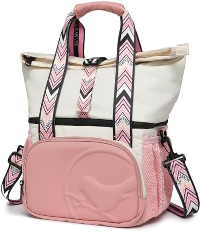 SUNNY BIRD Dual Compartment Lunch Bag Insulated Lunch Box for Women and Men (Green with Boho Strap)