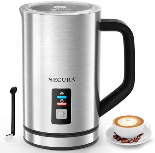 Secura Milk Frother, Electric Milk Steamer Stainless Steel, 16.9oz/500ml Automatic Hot and Cold Foam Maker and Milk Warmer for Latte, Cappuccinos, Macchiato, 120V
