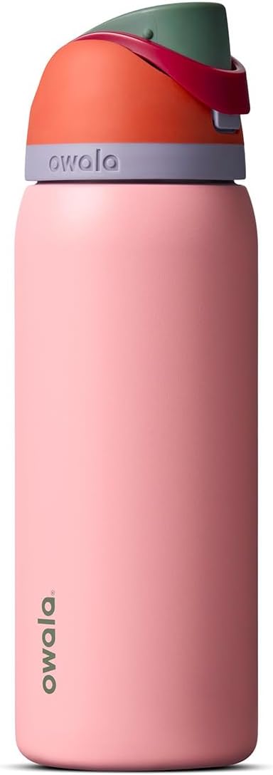 Owala FreeSip Insulated Stainless Steel Water Bottle with Straw for Sports and Travel, BPA-Free, 24-oz, Very, Very Dark