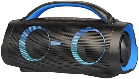 DOSS Extreme Boom Pro Bluetooth Speaker with 100W Stereo Sound, Rich Bass, 20H Playtime, Mixed Color Light, IPX6 Waterproof Haut parleur for Camping, Beach, Outdoor-Orange