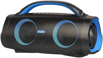 DOSS Extreme Boom Pro Bluetooth Speaker with 100W Stereo Sound, Rich Bass, 20H Playtime, Mixed Color Light, IPX6 Waterproof Haut parleur for Camping, Beach, Outdoor-Orange