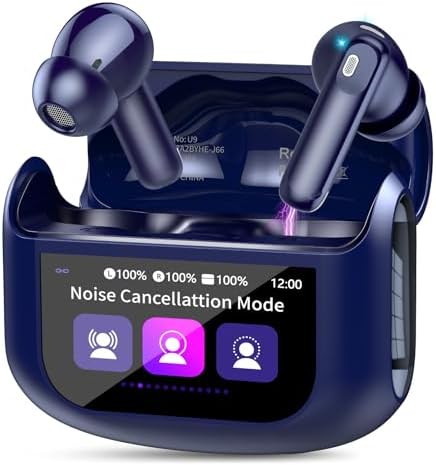 Wireless Earbuds, Bluetooth 5.4 Ear Buds with Multifunctional Touch Screen, 48H HiFi Stereo Headphones, ANC/ENC Noise Cancelling Mic, IPX7 Bluetooth Earbuds with 5 EQ Modes, in Ear Earphones, Black