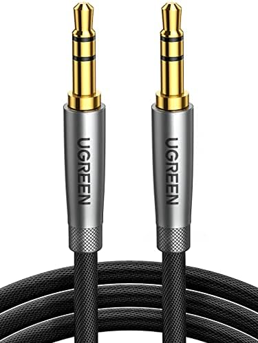 UGREEN Aux Cable 3.5mm, HiFi Aux Cord for Car Braided 3.5mm Extension Male to Male, Audio Stereo Auxiliary Cable Compatible with iPhone, iPad, Galaxy, Tablets, Speaker, 6FT