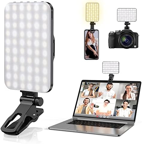 Anautin Selfie Light, 60 LED 2200mAh Rechargeable Clip Fill Video Light (Pink)
