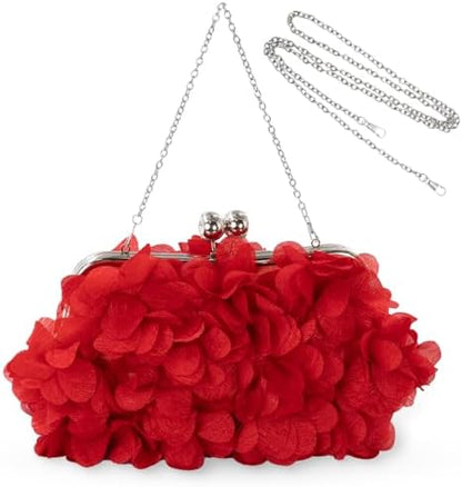 JAMBHALA Clutch Evening Handbags Floral Appliques Small Clutch Purses for Women
