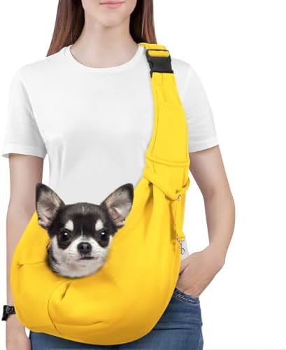 Pawaboo Small Dog Sling Carrier, Reversible Hands Free Dog Sling Carrier for Small Dogs and Cats, Puppy Sling Carrier with Adjustable Strap Buckle & Safety Harness, Puppy Essentials, Grey