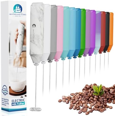 Powerful Milk Frother Handheld Foam Maker, Mini Whisk Drink Mixer for Coffee, Cappuccino, Latte, Matcha, Hot Chocolate, With Stand, Black