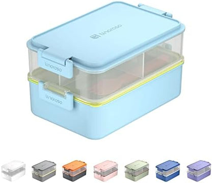 Linoroso Stackable Bento Box Adult Lunch Box | Meet All You On-The-Go Needs for Food, Salad and Snack Box, Premium Bento Lunch Box for Adults Include Utensil Set, Dressing Containers - Pale Mint