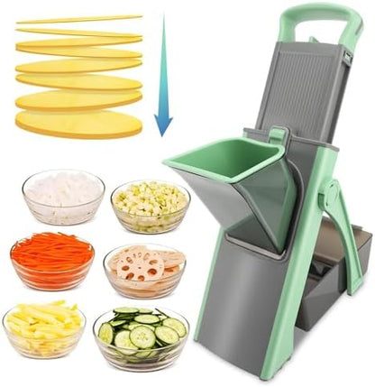 MEKOTRIN Vegetable Chopper Mandoline Slicer for Kitchen, Vegetable Food Slice Potato Slicer Chopper, Veggie Chopper with Container, Adjustable Thickness Julienne + Dicer, Kitchen Tools Gadgets, Green