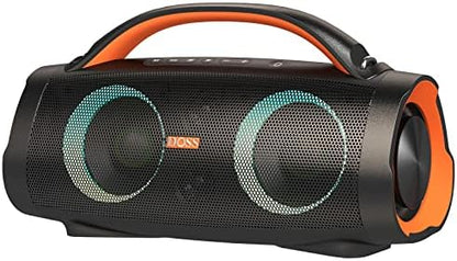 DOSS Extreme Boom Pro Bluetooth Speaker with 100W Stereo Sound, Rich Bass, 20H Playtime, Mixed Color Light, IPX6 Waterproof Haut parleur for Camping, Beach, Outdoor-Orange