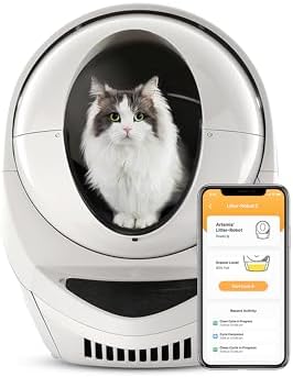 Litter-Robot 3 Connect by Whisker (Grey) Automatic Self-Cleaning Cat Litter Box, WiFi Enabled, Works with Any Clumping Litter, Never Scoop Again