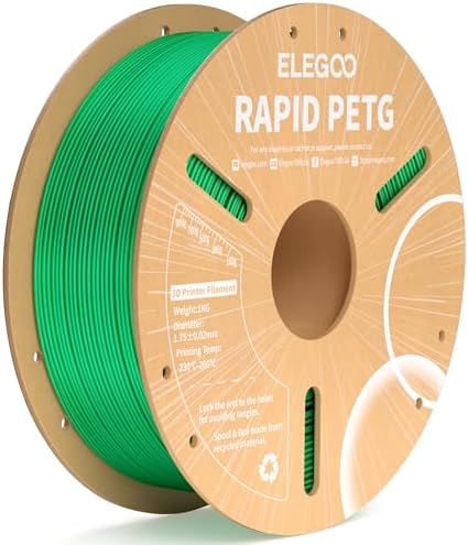ELEGOO Rapid PETG Filament 1.75mm Black 1KG, 3D Printer Filament Max 600 mm/s High Speed Printing, Dimensional Accuracy +/- 0.02 mm Fit Most FDM Printer 1kg Cardboard Spool