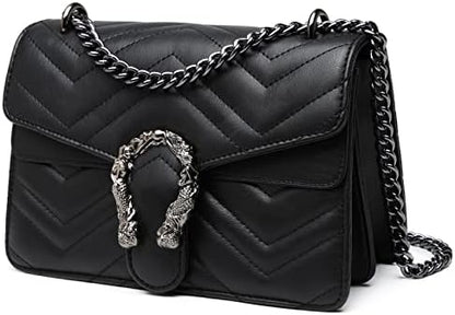 MYHOZEE Crossbody Bags for Women - Snake Printed Clutch Purses Leather Chain Shoulder Bags Evening Handbags