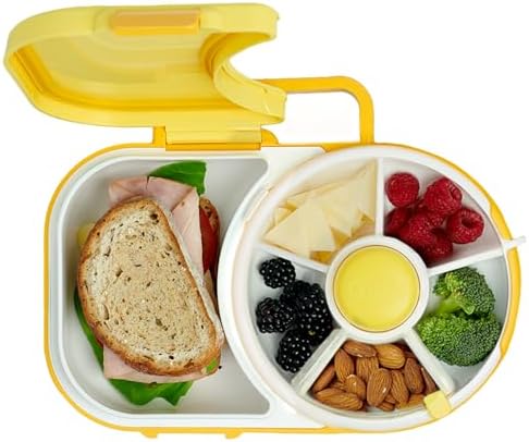 GoBe Kids Lunchbox - Reusable Snack Container with 5 Compartment Dispenser and Lid | BPA and PVC Free | Dishwasher Safe | No Spill, Leakproof
