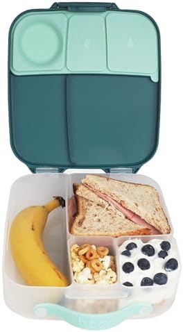 b.box 5-Compartment bento Style Lunch Box for Kids, Toddlers, Childrens, BPA-Free Food Storage Container with Cooler Pack, ON-The-GO Food Box with Handles Included Custom Divider, Lemon Twist