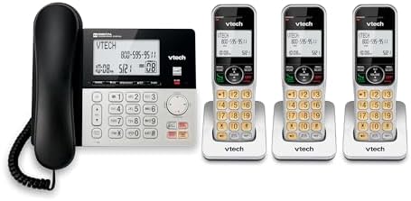 VTech DECT 6.0 1-Handset Corded/Cordless Phone for Home with Answering Machine, Call Blocking, Caller ID, Large Backlit Display, Duplex Speakerphone, Intercom, Landline Line-Power: VG208