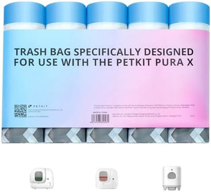 PETKIT PuraX PuraMax Replaced Waste Bags-5 Rolls, Portable Cat Litter Waste Receptacles Bags for Self-Cleaning Cat Litter Box
